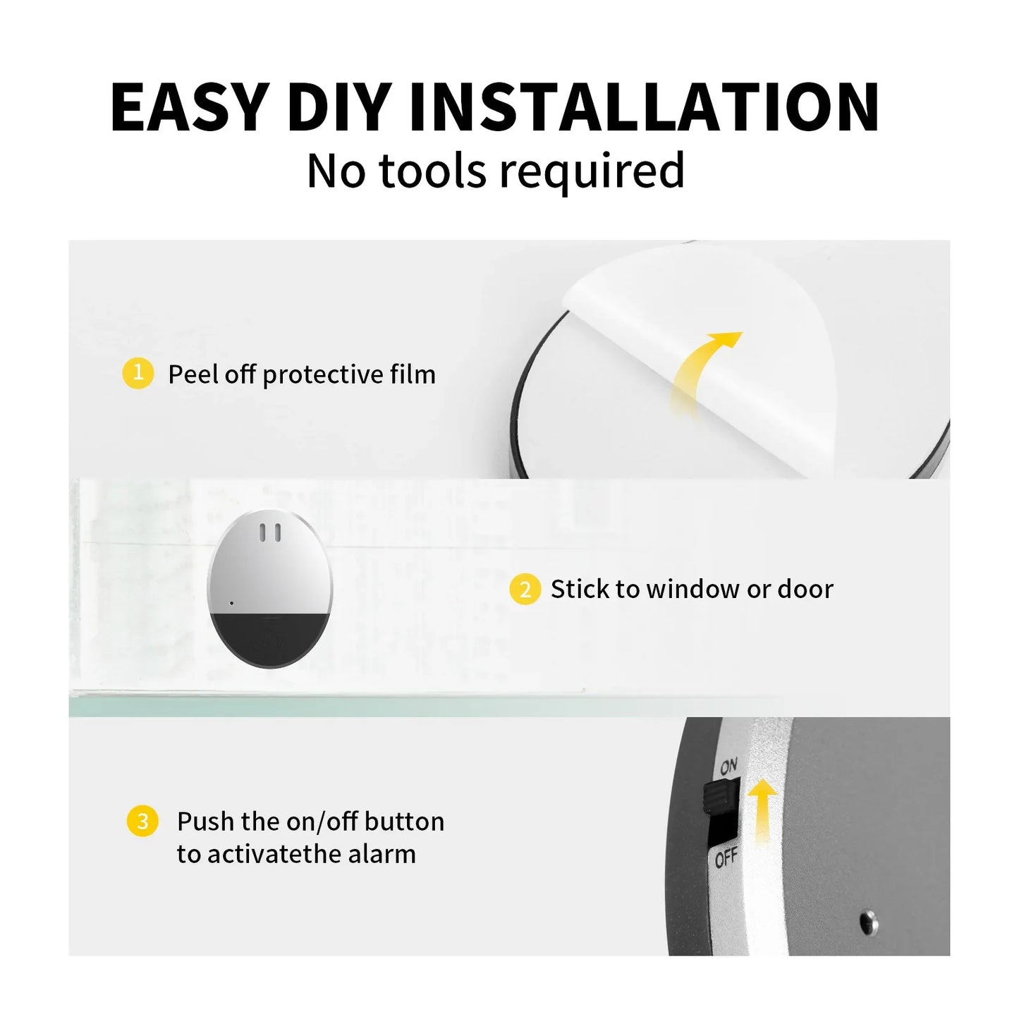 Travel Vibration Door Window Alarm Portable Slim Anti-Theft Sensor Alarm for Hotel Motel Home Apartment Travel Burglar Alert