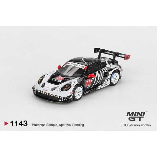 PreSale MINIGT 1143 #77 1:64 Porsche 911 GT3 R AO Racing IMSA Petit Le Mans Skeleton Rexy Halloween Diecast Car Model Toys
