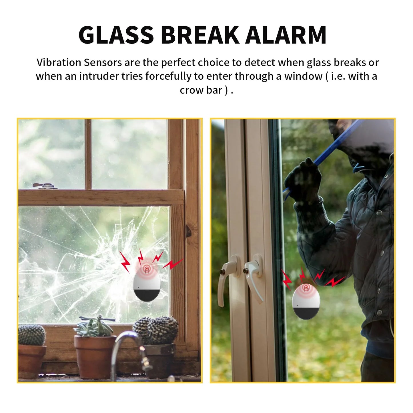 Travel Vibration Door Window Alarm Portable Slim Anti-Theft Sensor Alarm for Hotel Motel Home Apartment Travel Burglar Alert