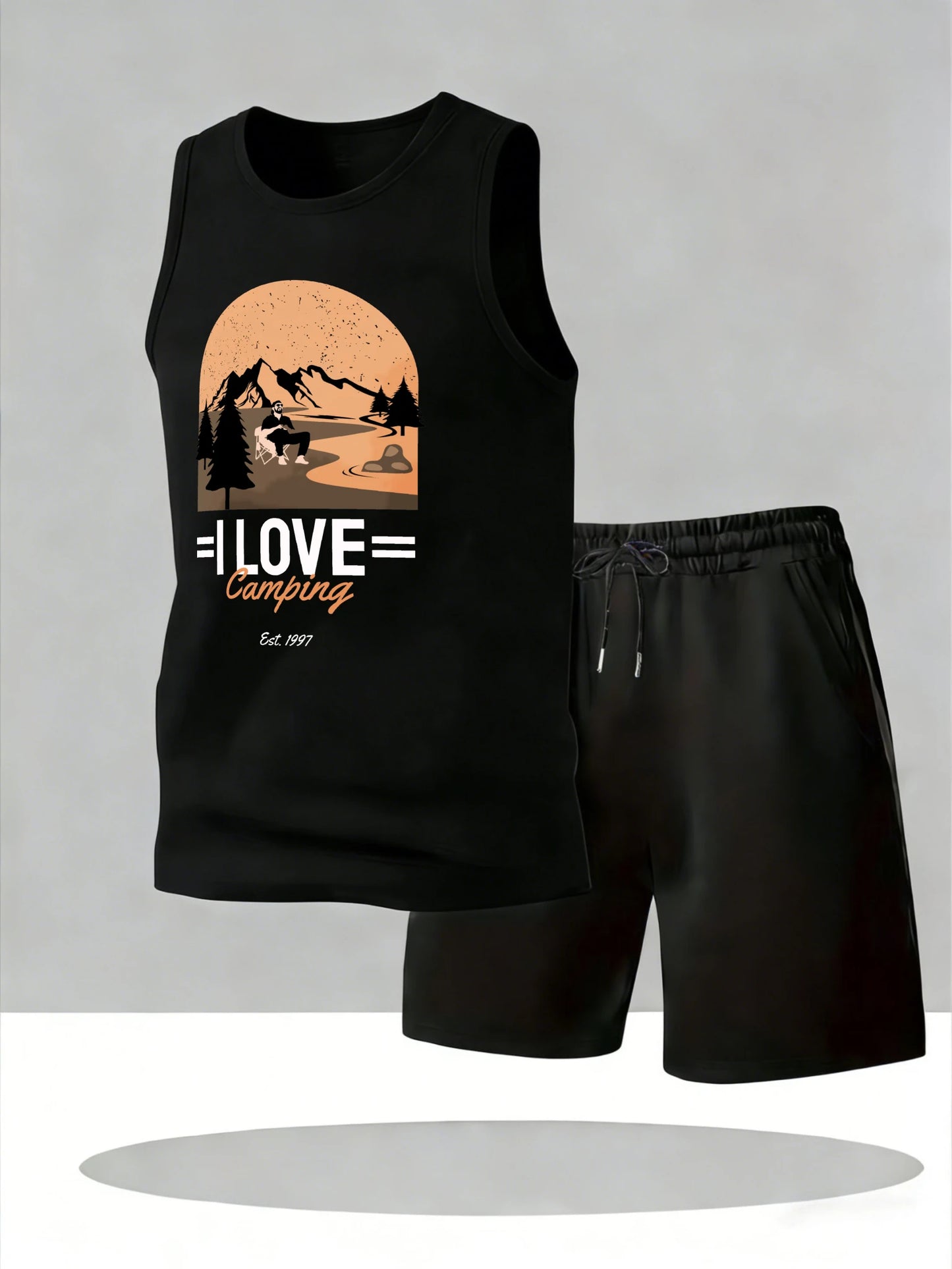 Men's Tank Top Sets 2026 Summer Quick drying Breathable beach oversize running crewneck Two-piece sets men's suits  sports