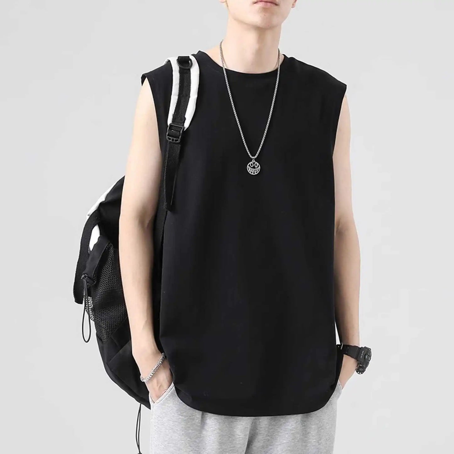 Men's Tank Top Sets 2026 Summer Quick drying 2 piece set oversize sports crewneck Breathable running  Suit for man seaside