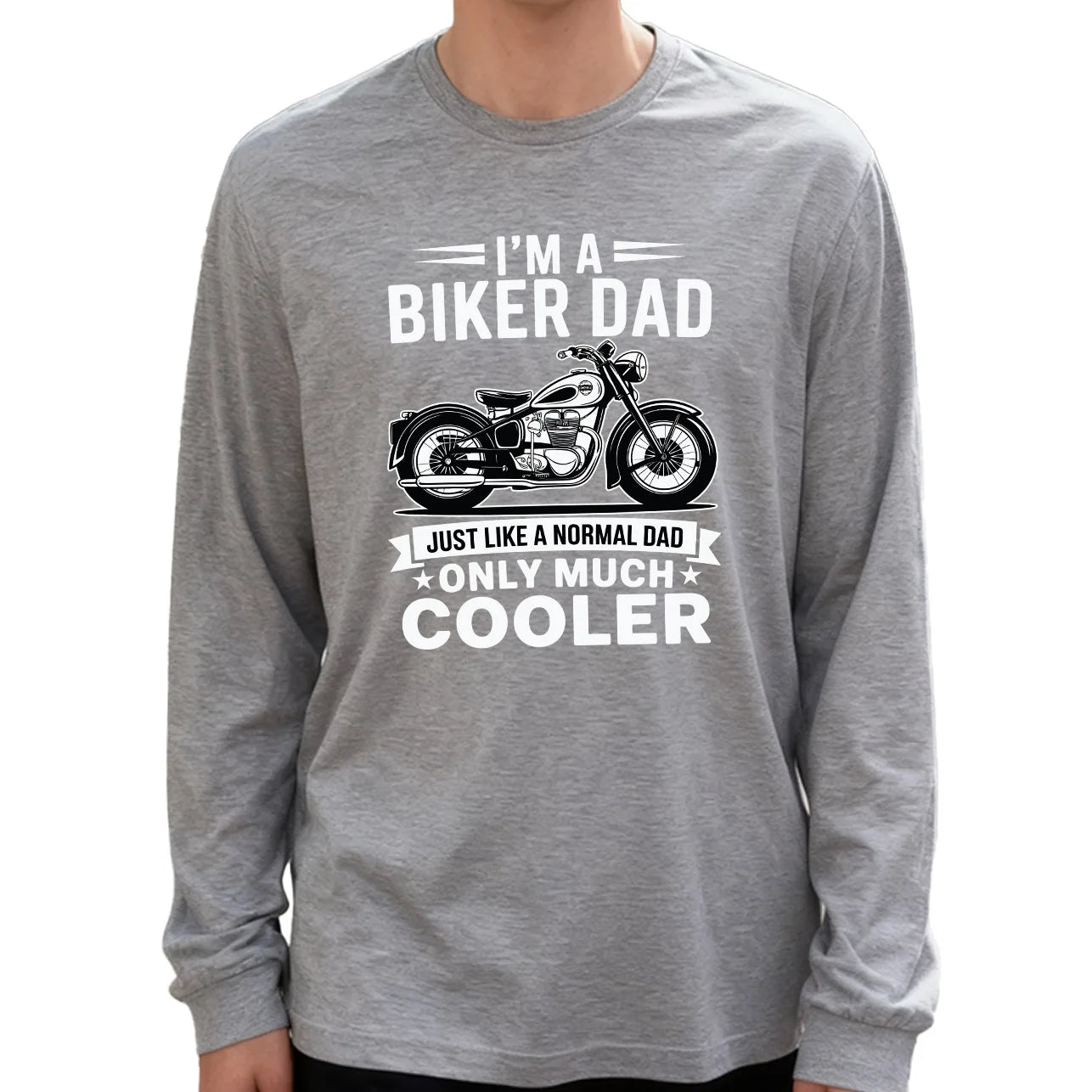I'M a Biker Dad Men's Long Sleeve Tee 100% Cotton 180g Crew Neck Casual Daily Style Soft and Breathable