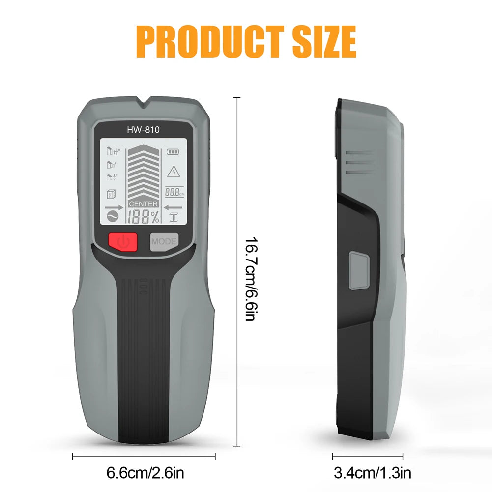 6 in 1 Smart Stud Finder Wall Scanner Electric Wall Scanner Sensor Studs Detector for AC Wire Metal Studs Wood Joist Pipe