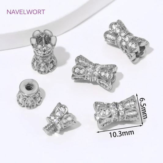 14K Gold Plated Inlaid Zircon Spiral End Clasps Fastener,Brass Connector Clasps For Jewelry Making Supplies,Clasp For Bracelet