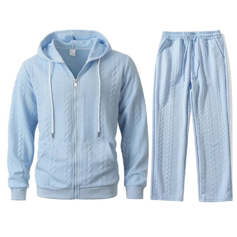 Men's Casual Hoodie Sweatshirt Set Thickened Polyester Long Sleeve with Hat Leisure Warmth Spring Autumn Winter Fashion