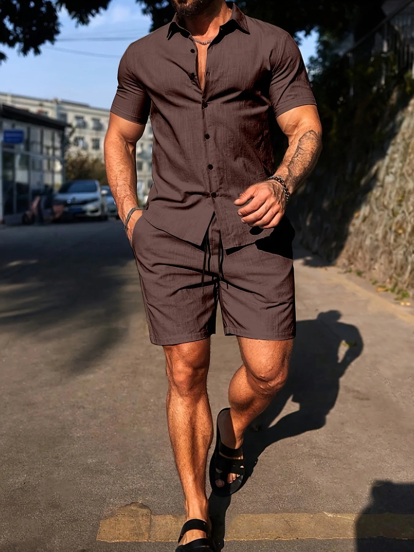 Slim Short Sleeve Shirt and Shorts Sets for Men 2026 Summer Casual Sportswear Male Fashion Beach Shirts Comfortable Hawaii Wear
