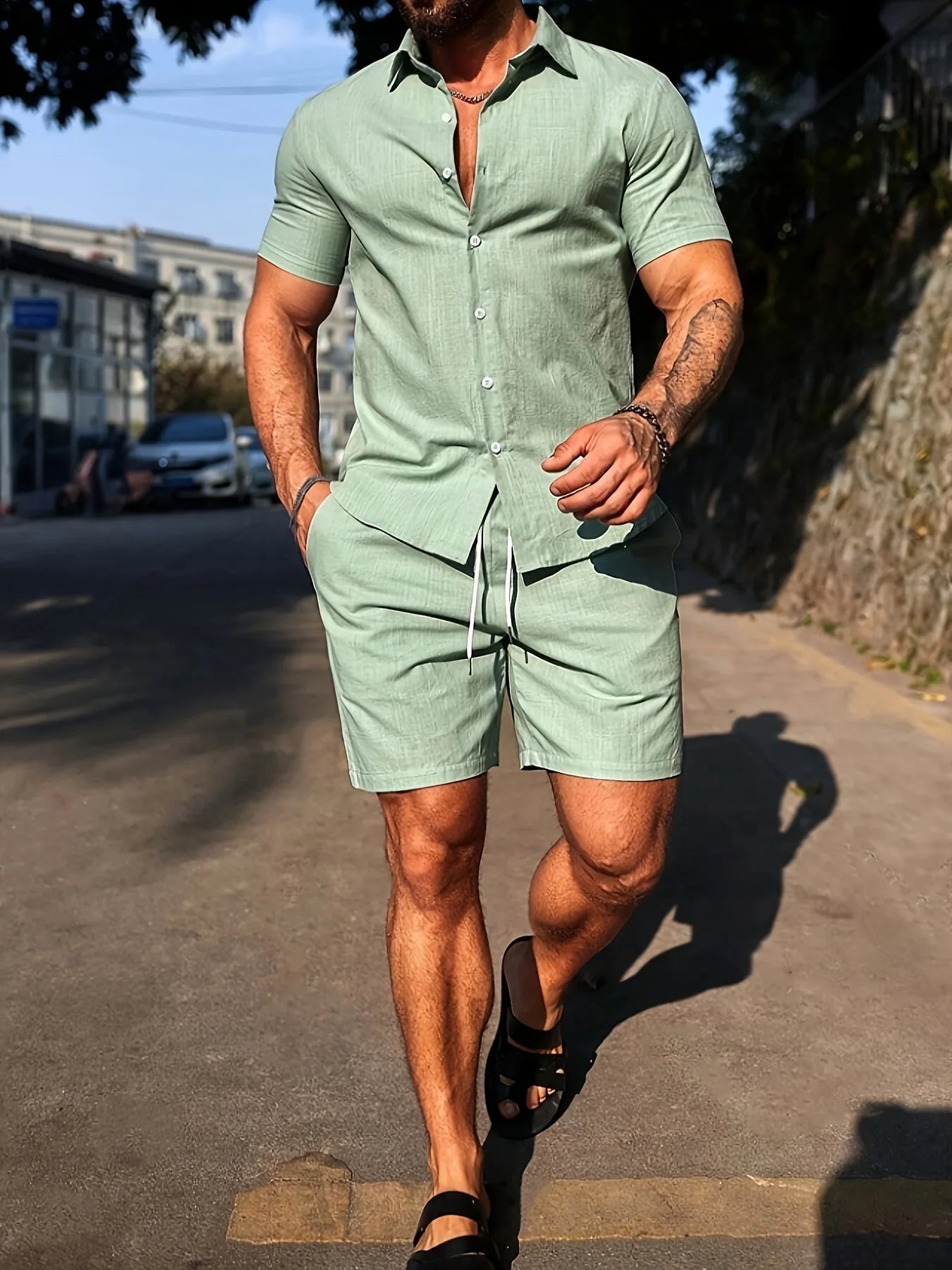 Slim Short Sleeve Shirt and Shorts Sets for Men 2026 Summer Casual Sportswear Male Fashion Beach Shirts Comfortable Hawaii Wear