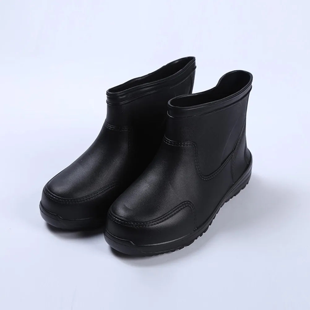 1 Pair Antiskid Rain Shoes Acid Alkali Resistant Low Canister Boots Size Thick Heel Non Slip Wear Resistant Rain Boots