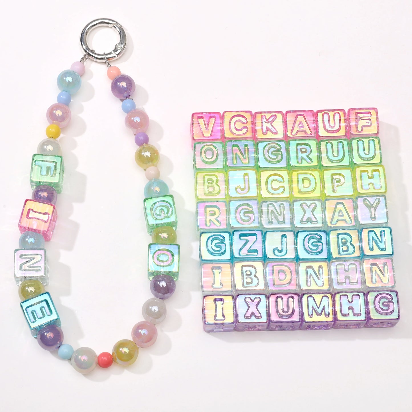 10Pcs beading Colorful Clear Letter Beads Acrylic UV Letter Beads Spacer Beads Girls Gifts Jewelry Making DIY Accessories