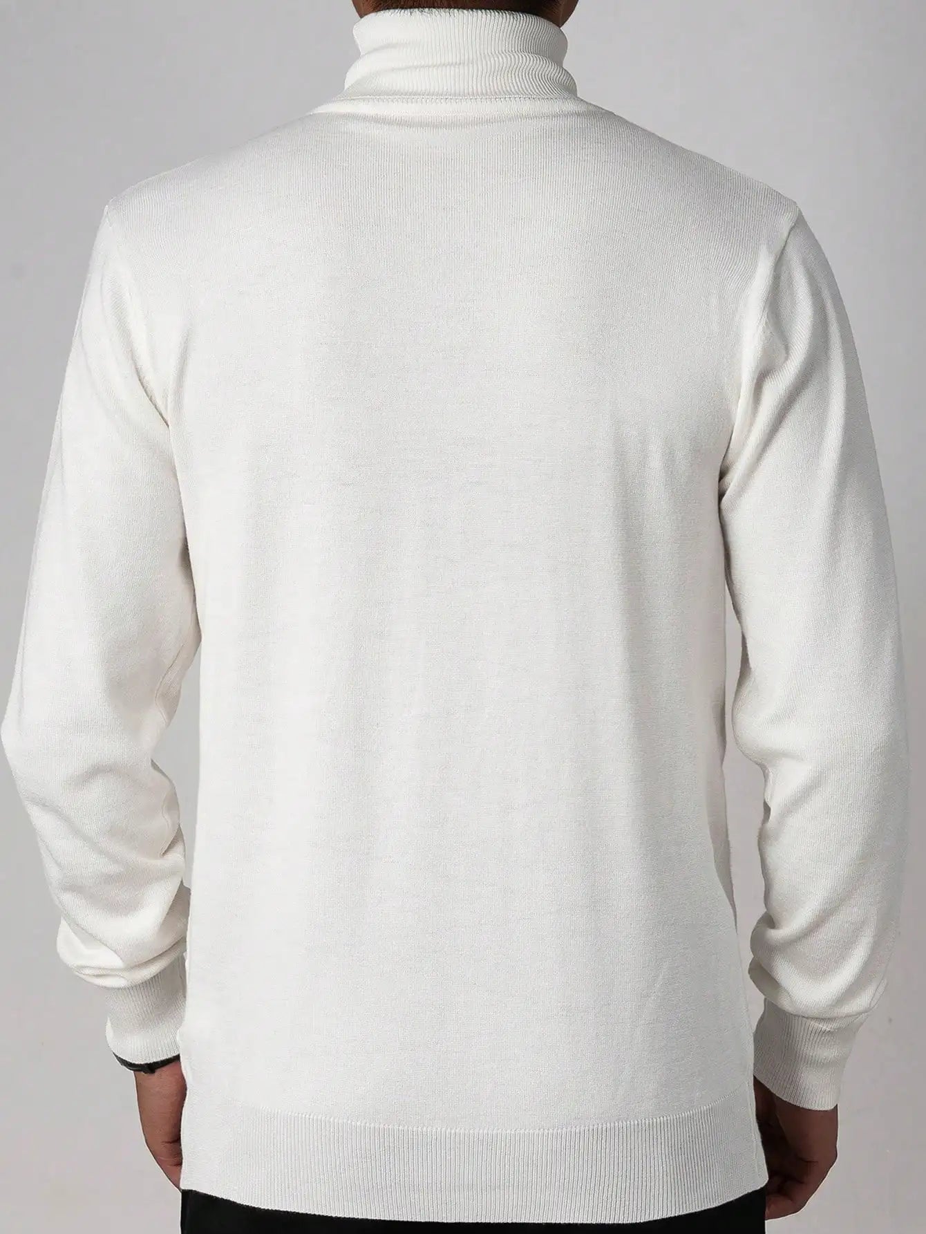 Men's High Neck Long Sleeve Knit Sweater for Casual Daily Wear, Autumn Winter Thin Fit