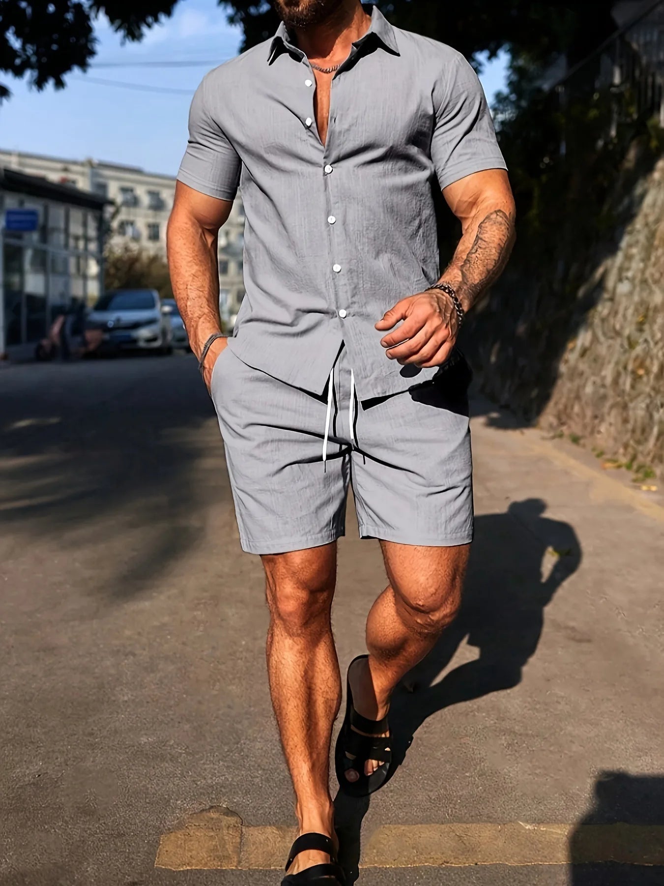 Slim Short Sleeve Shirt and Shorts Sets for Men 2026 Summer Casual Sportswear Male Fashion Beach Shirts Comfortable Hawaii Wear