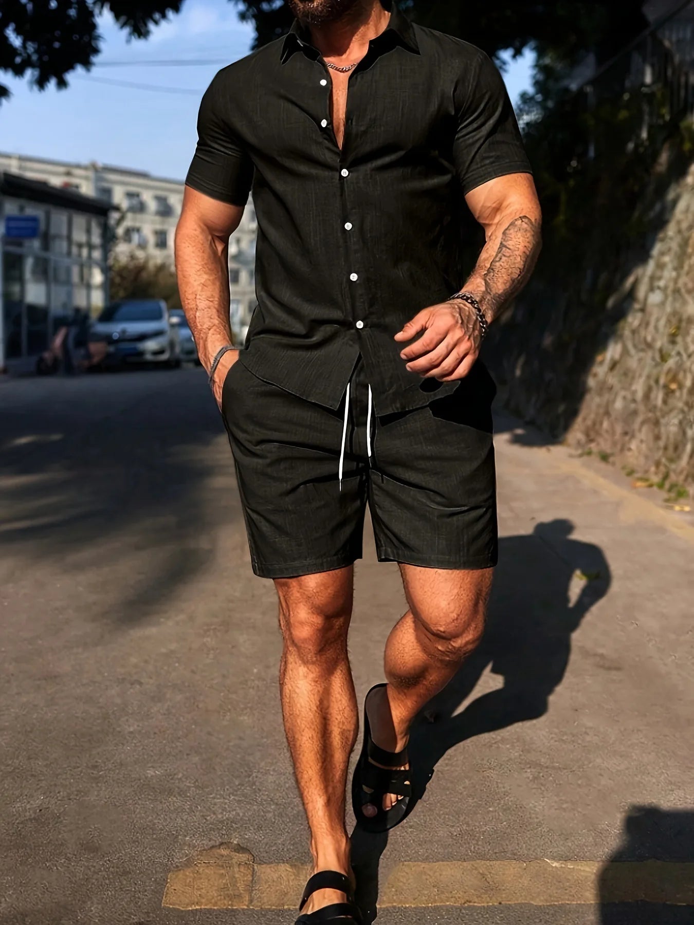 Slim Short Sleeve Shirt and Shorts Sets for Men 2026 Summer Casual Sportswear Male Fashion Beach Shirts Comfortable Hawaii Wear