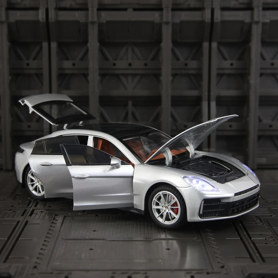 1:24 Simulate Porsche Panamera alloy car model, collect car doors that can be opened with sound and light, supercar ornaments