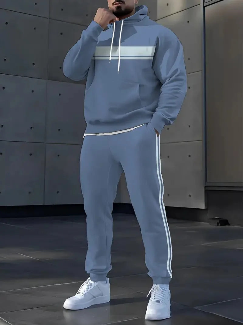 The new men's set for Spring and Autumn 2025 features a casual fashionable comfortable and soft 3D pattern print