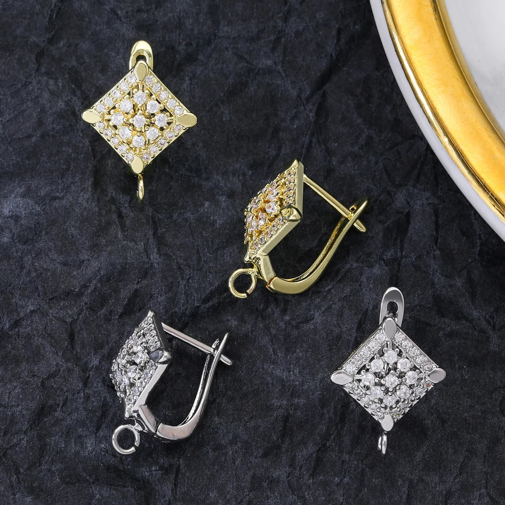 Juya 2 Pairs Wholesale 18K Gold Plated Copper Fastener Shvenzy Earring Hooks Accessories For DIY Fashion Women's Earrings Making