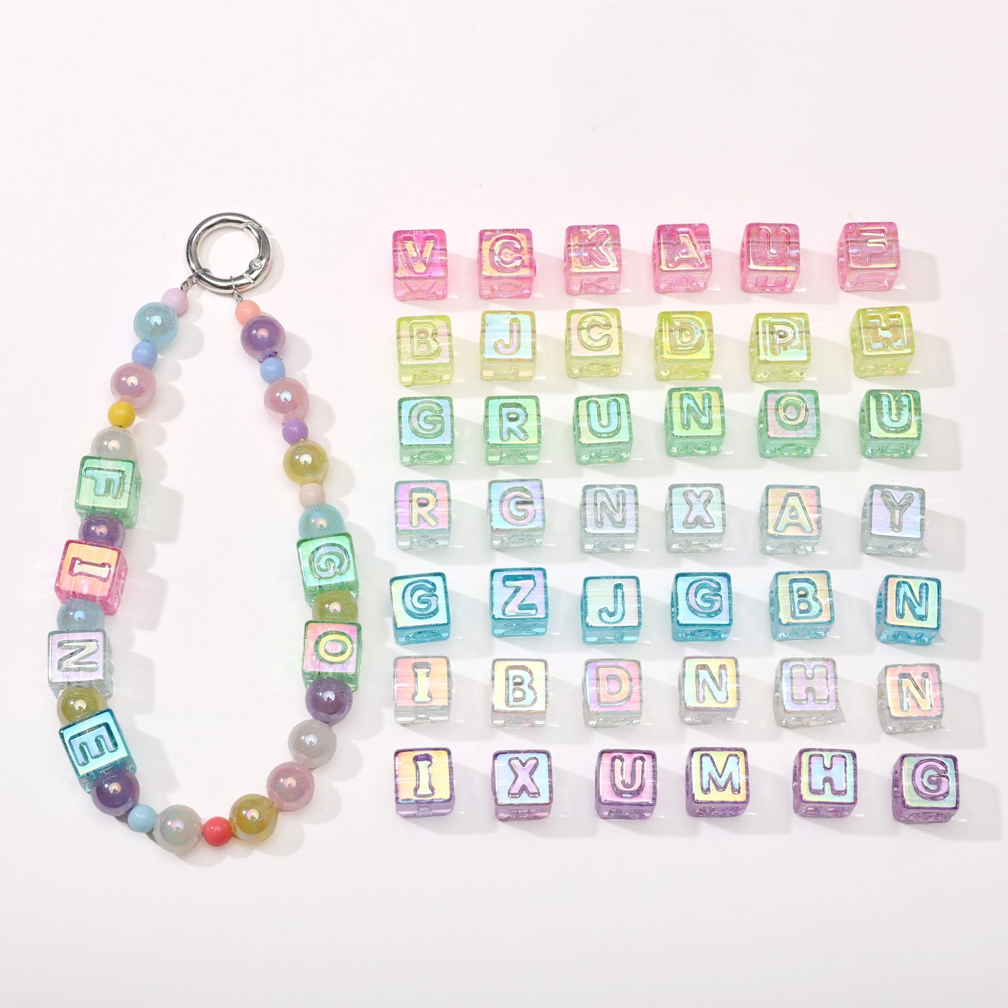 10Pcs beading Colorful Clear Letter Beads Acrylic UV Letter Beads Spacer Beads Girls Gifts Jewelry Making DIY Accessories
