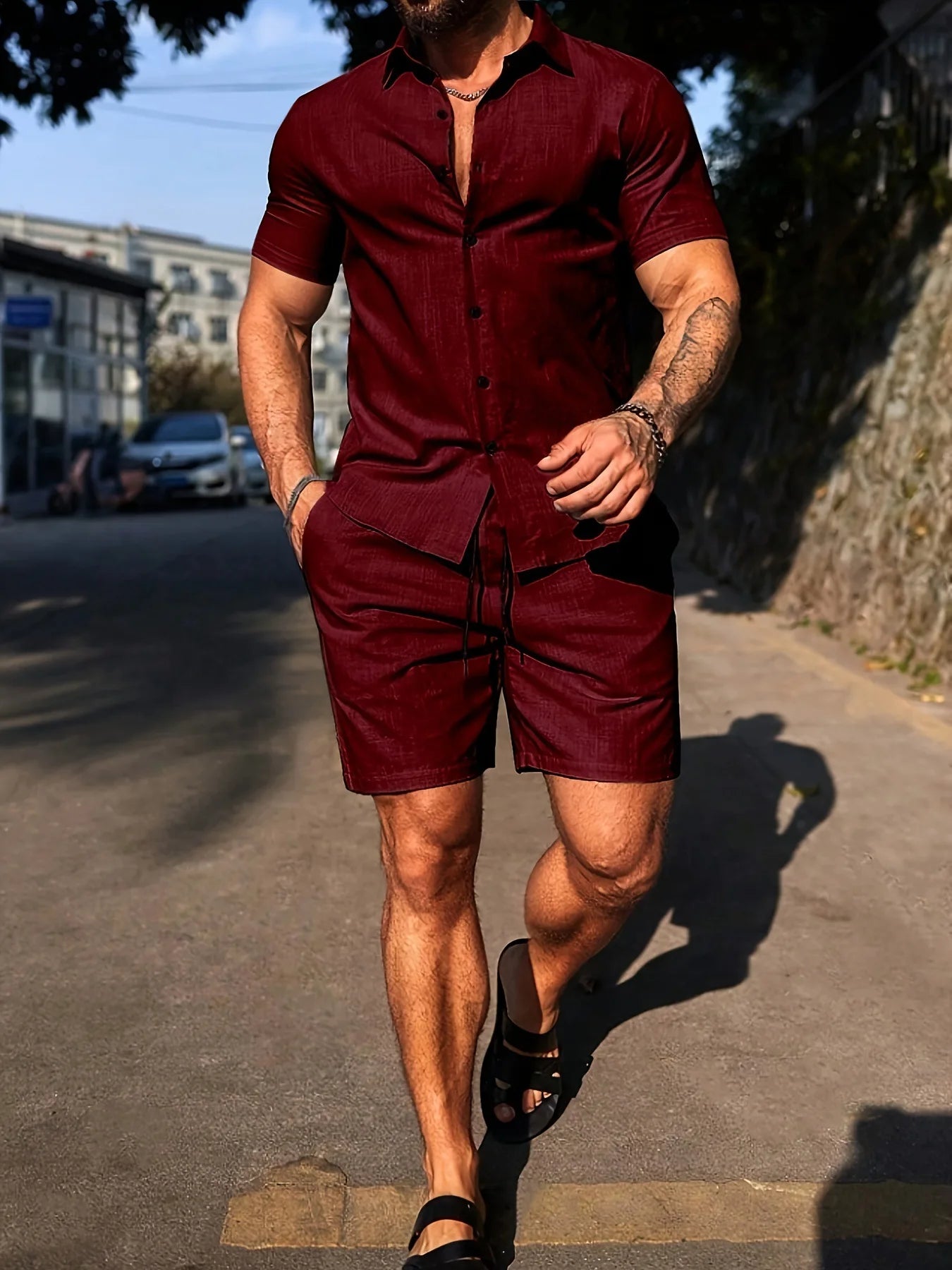 Slim Short Sleeve Shirt and Shorts Sets for Men 2026 Summer Casual Sportswear Male Fashion Beach Shirts Comfortable Hawaii Wear