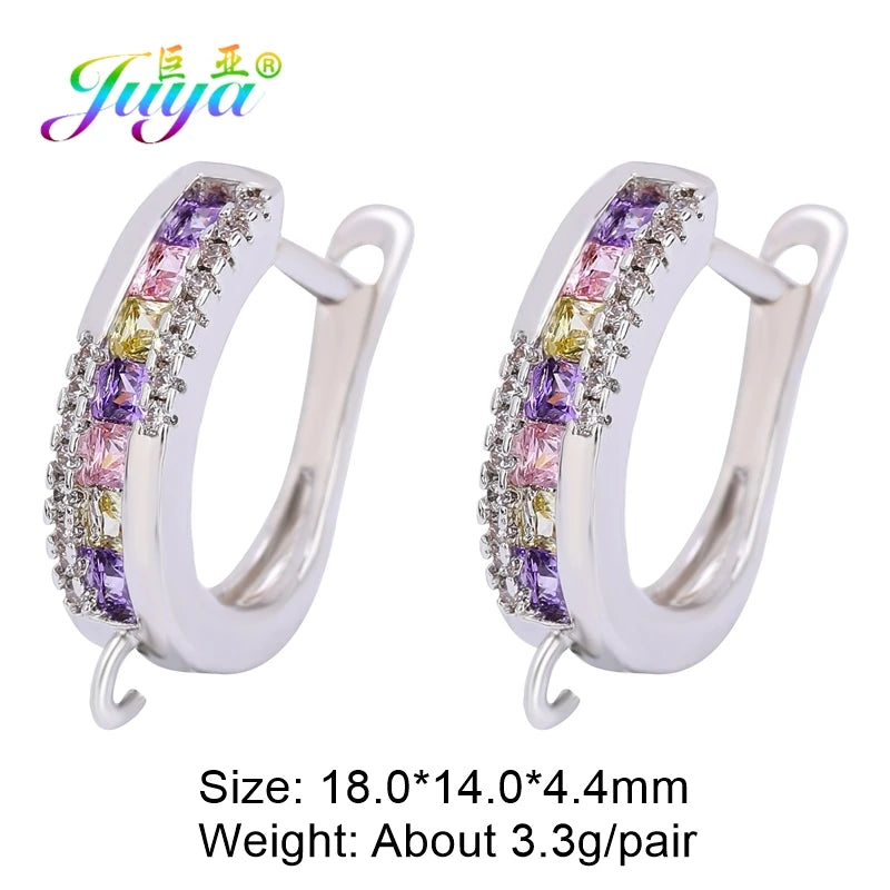Juya 2 Pairs Wholesale 18K Gold Plated Copper Fastener Shvenzy Earring Hooks Accessories For DIY Fashion Women's Earrings Making