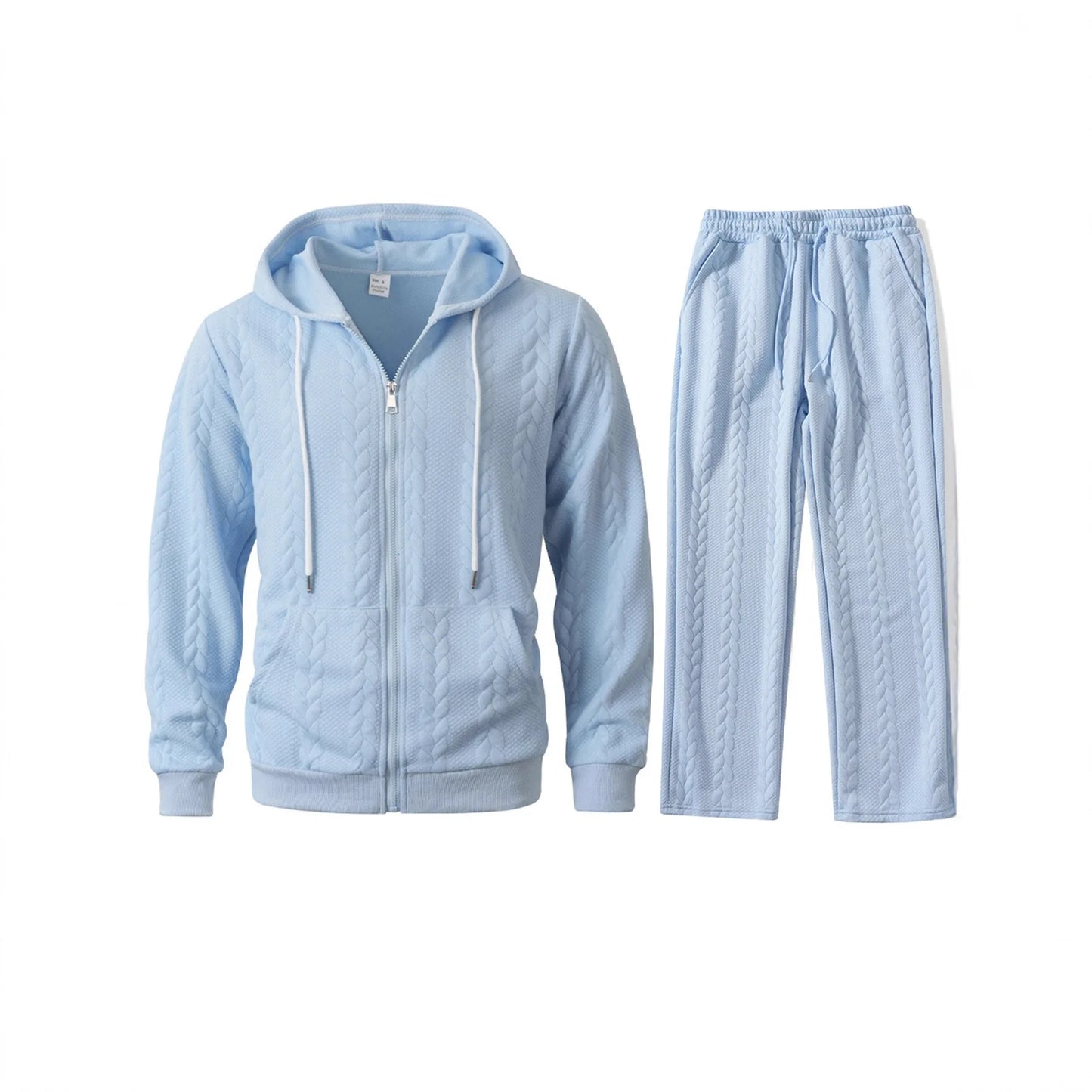 Men's Casual Hoodie Sweatshirt Set Thickened Polyester Long Sleeve with Hat Leisure Warmth Spring Autumn Winter Fashion
