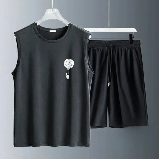 2026 Summer Men Quick Dry Lightweight Tracksuit Set Gym Short Sleeve T Shirt Basketball Shorts Comfortable Casual Outfit