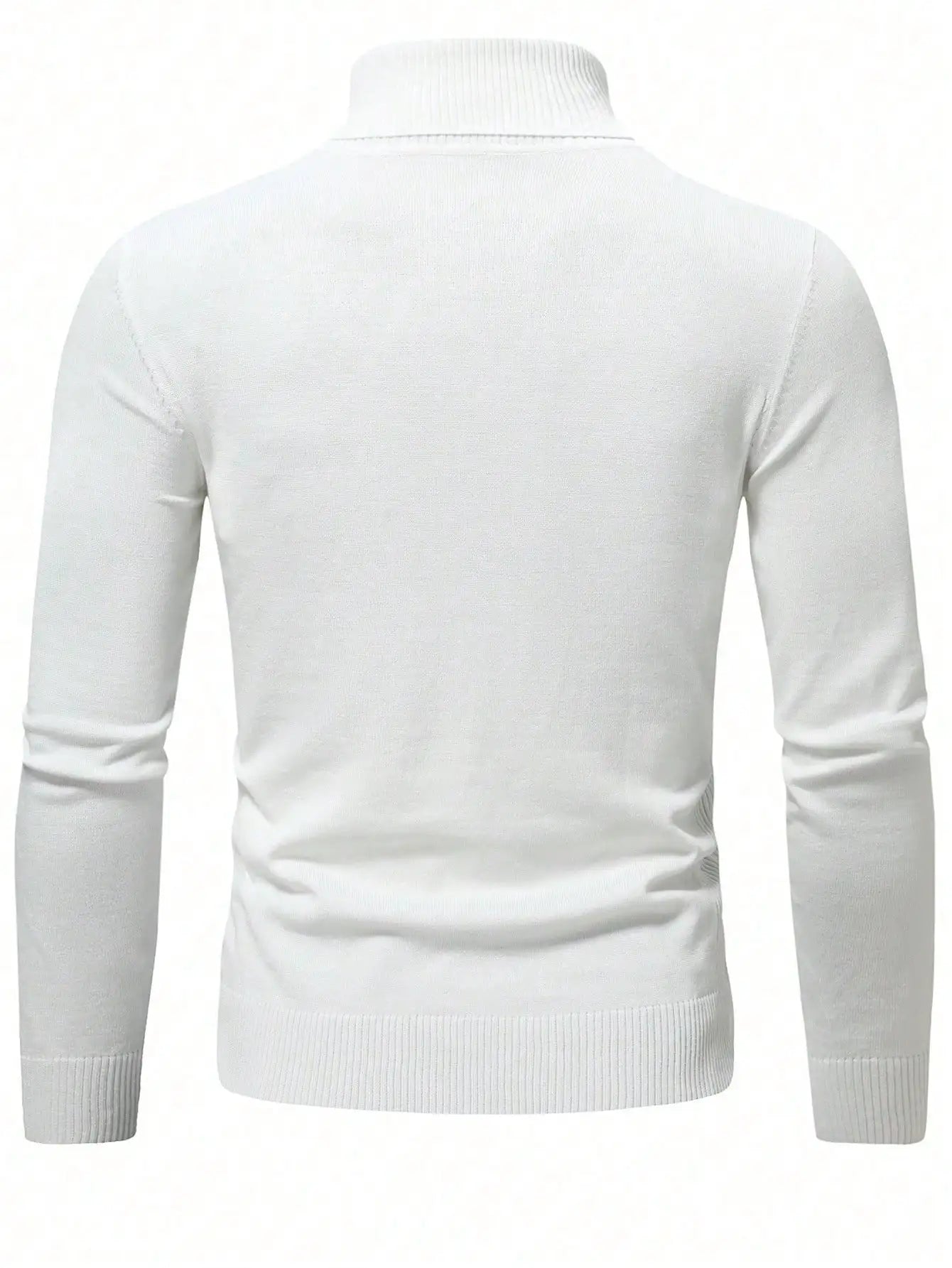 Men's High Neck Long Sleeve Knit Sweater for Casual Daily Wear, Autumn Winter Thin Fit