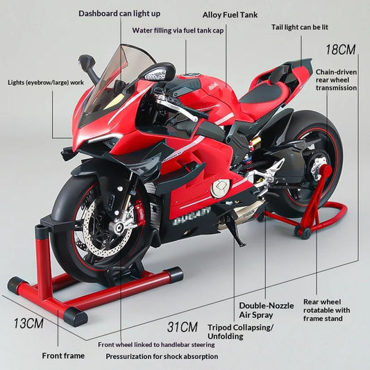 XLG 1:7 Ducati Panigale V4S Motorcycle Model - Alloy Die-Cast with Smoke Effect & Light/Sound Official Licensed Collector‘s Gift
